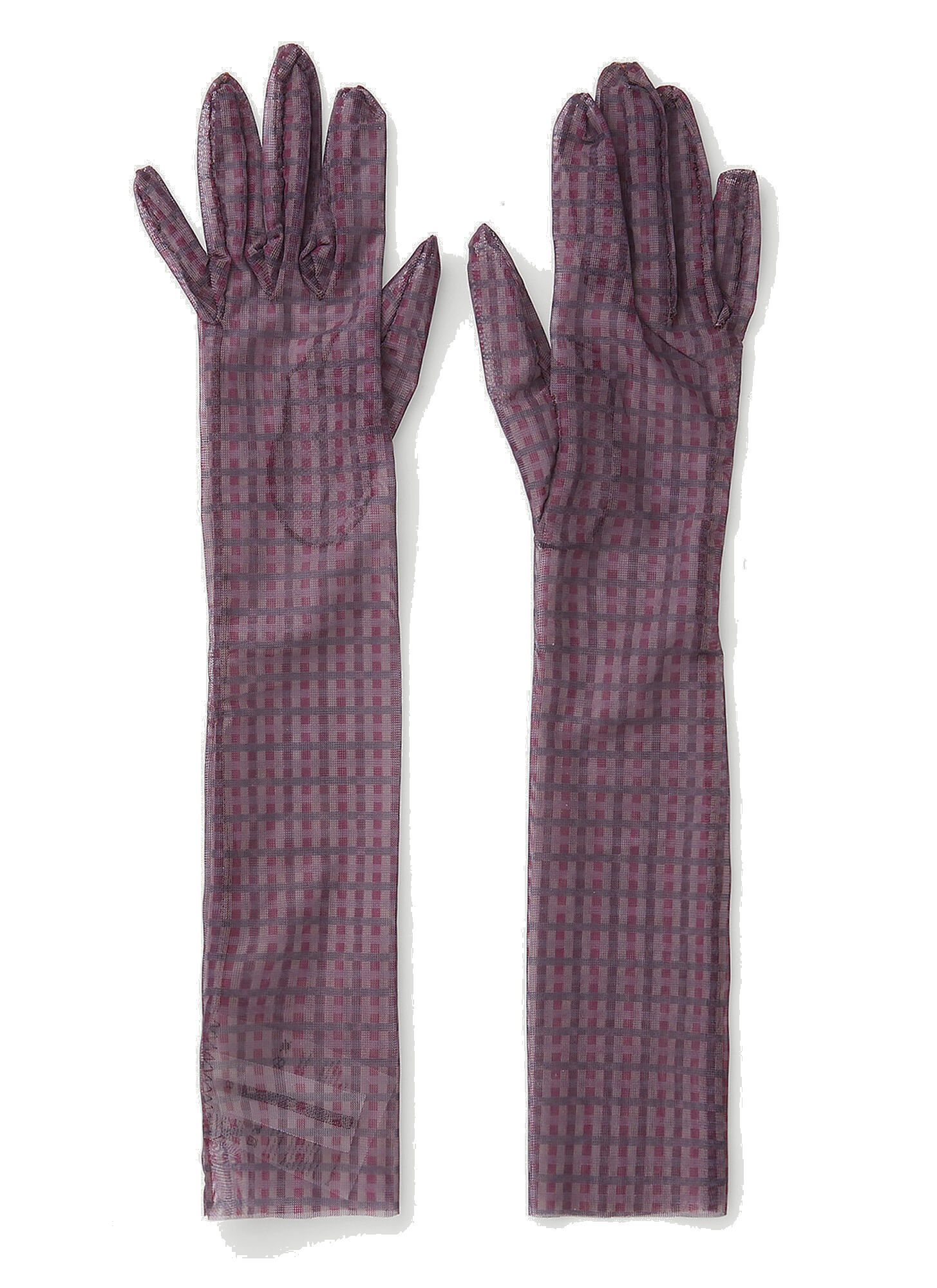 Photo: Long Check Gloves in Purple