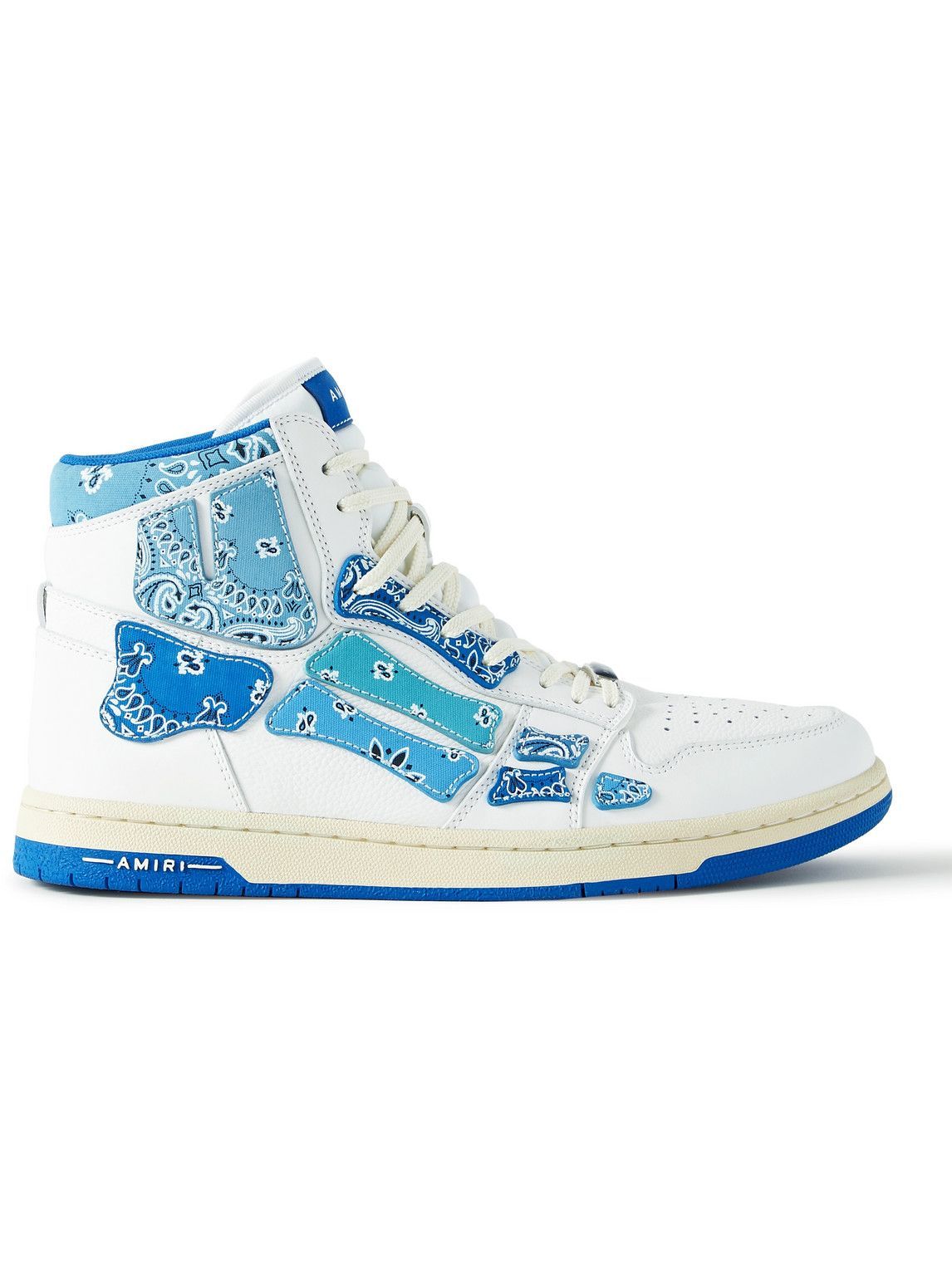 AMIRI - Skel-Top Bandana-Print Canvas and Leather High-Top Sneakers ...