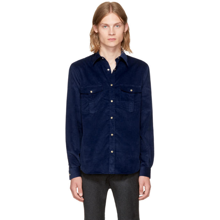 A Ditions M R Navy Corduroy Travelling Shirt Editions M R