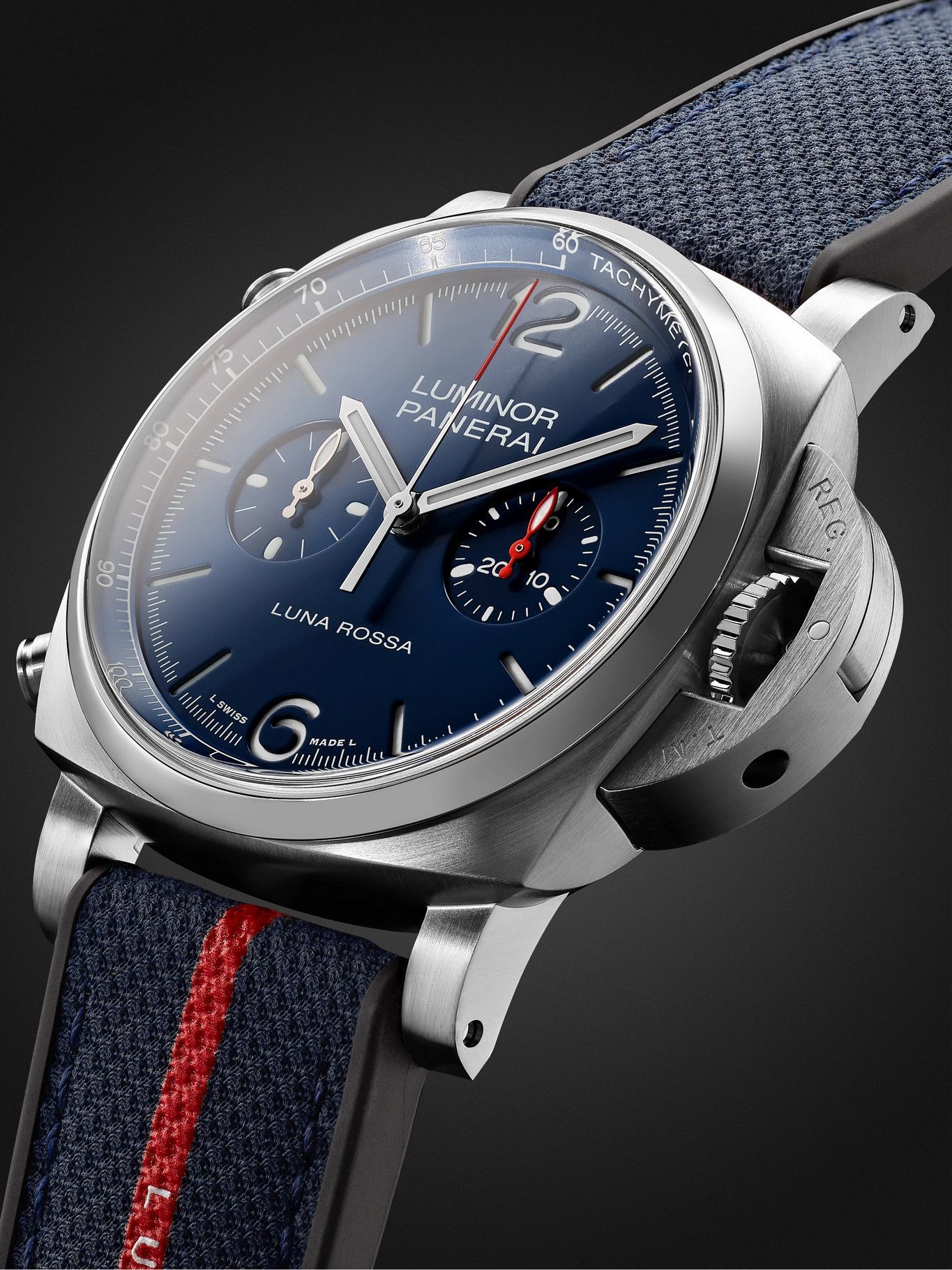 Panerai Luminor Chrono Luna Rossa Automatic Chronograph Mm Stainless Steel And Sportech