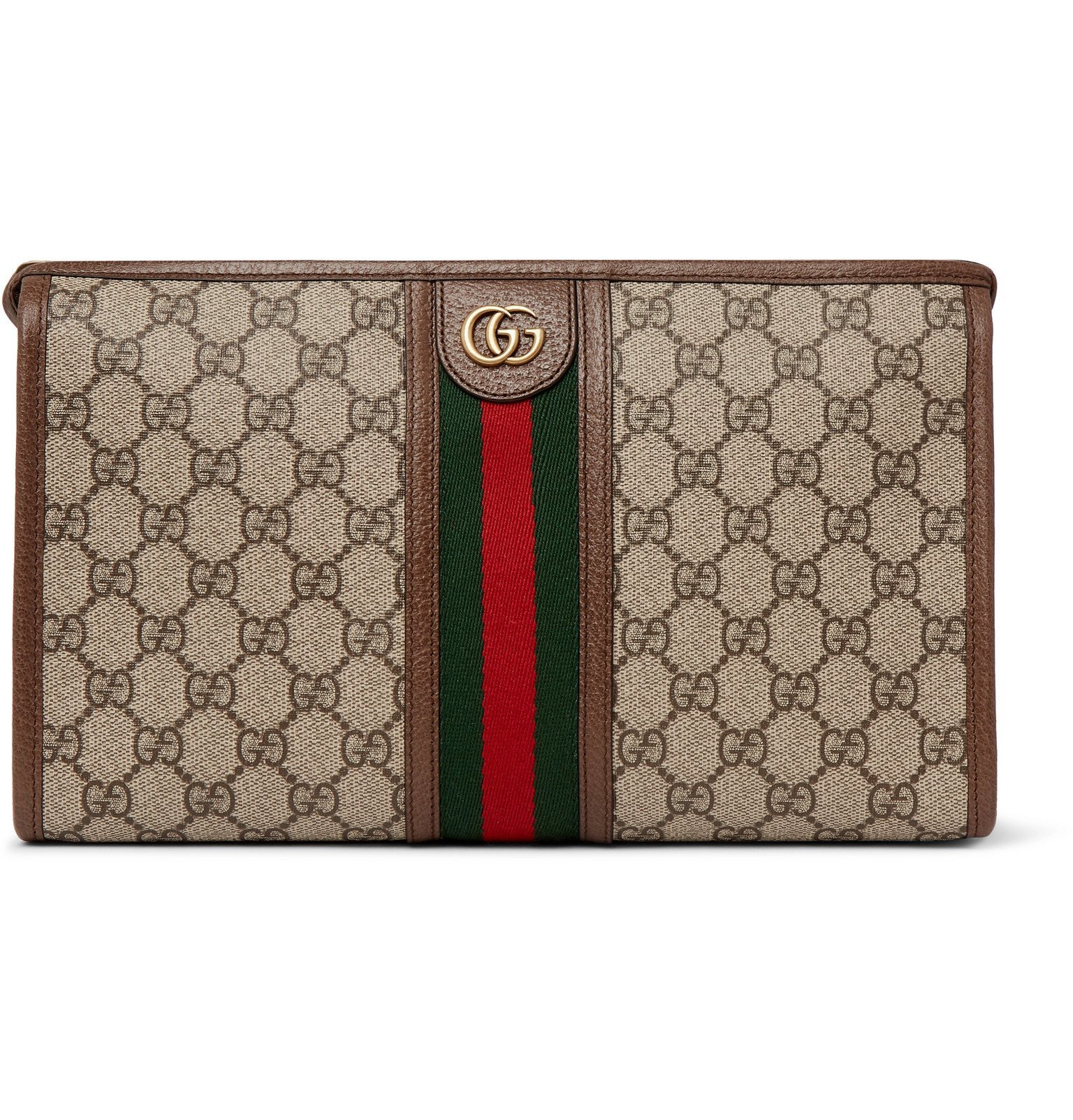 Gucci - Ophidia Leather and Webbing-Trimmed Logo-Jacquard Coated-Canvas ...