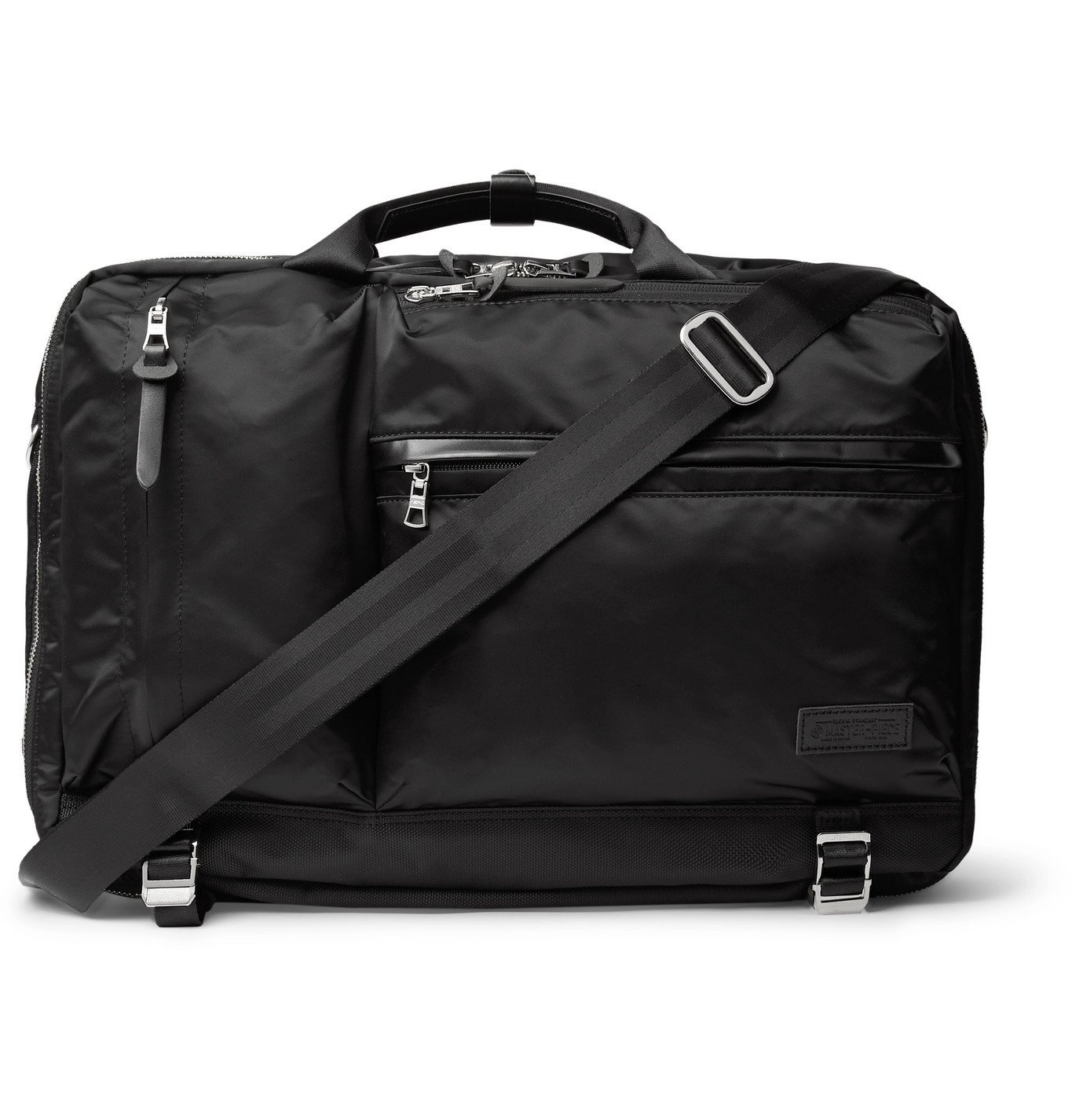 Master-Piece - Lightning Leather-Trimmed Nylon-Twill Briefcase - Black ...