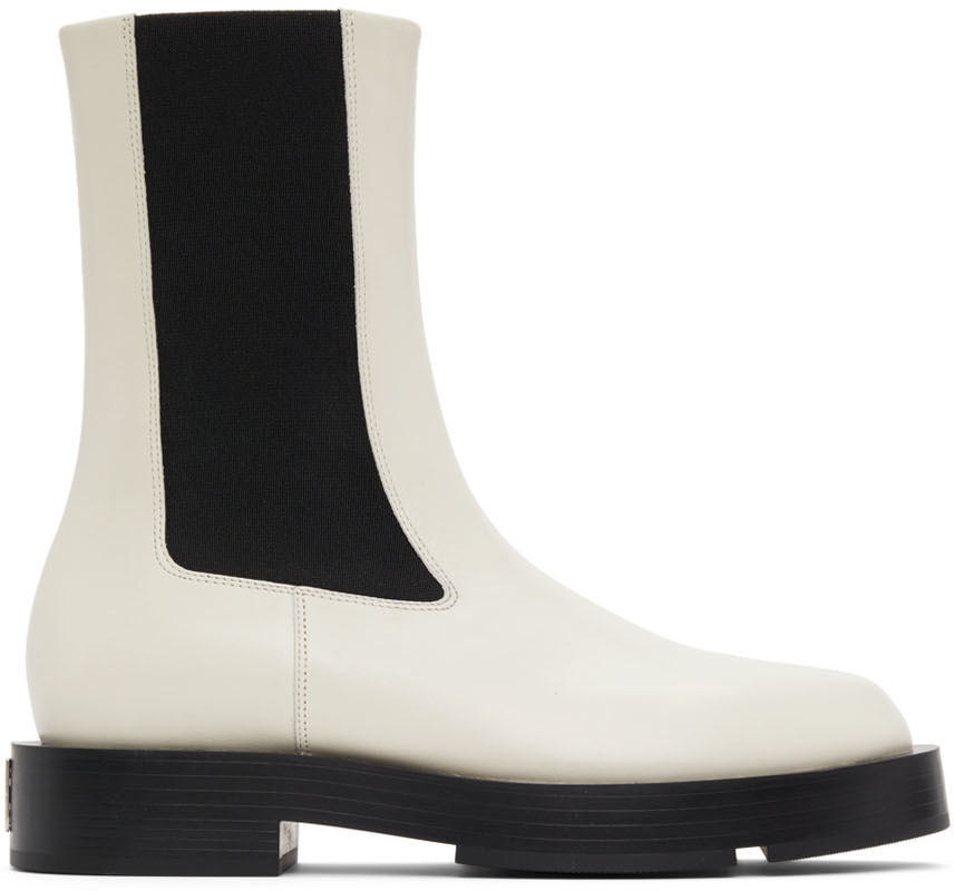 Givenchy Off-White Leather Squared Ankle Boots Givenchy