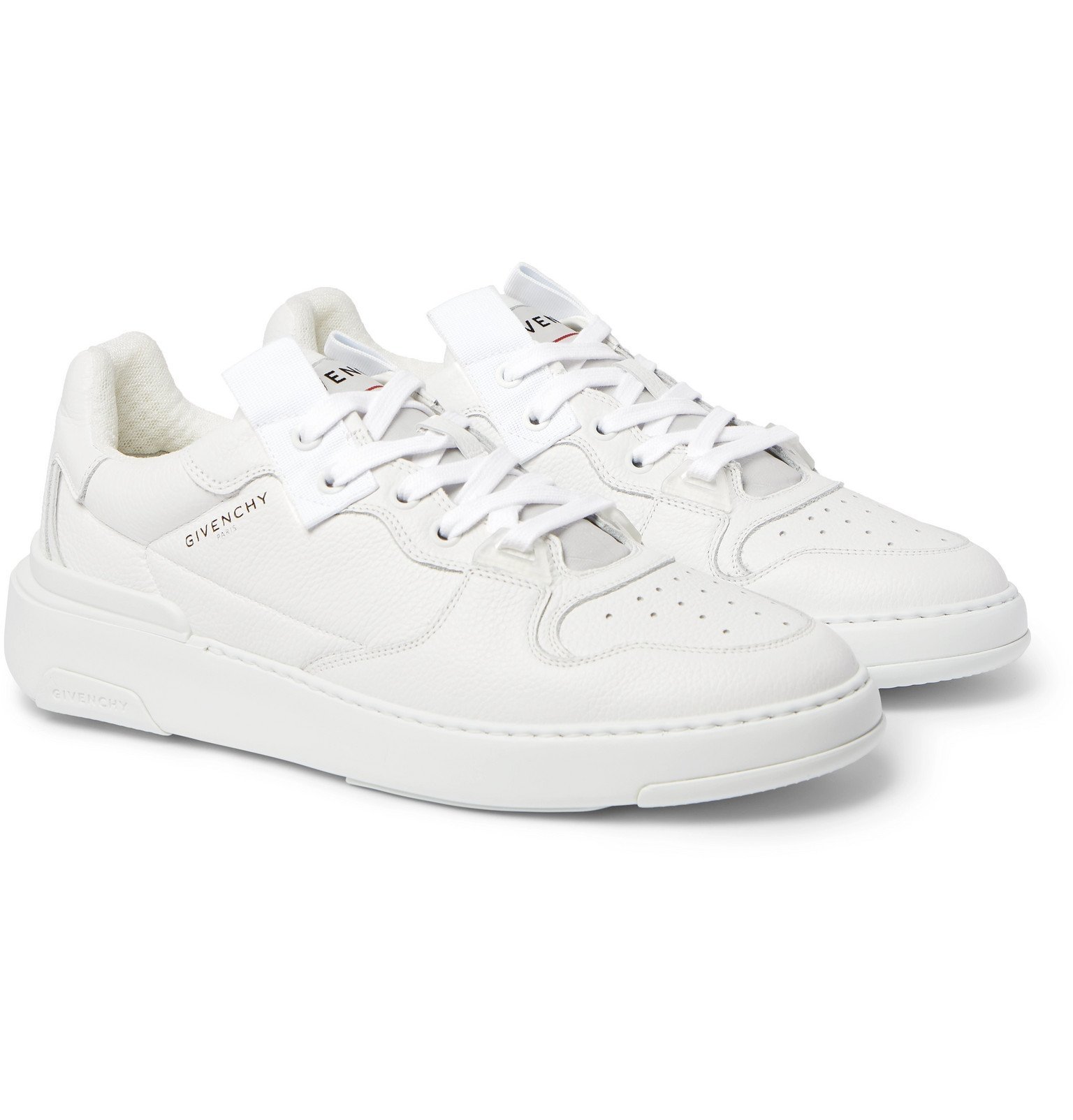 Givenchy Wing GrosgrainTrimmed FullGrain Leather Sneakers White