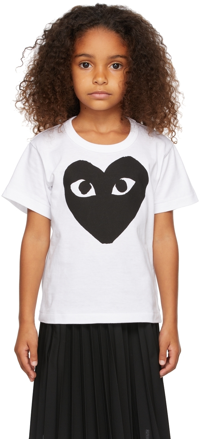 Kids White \u0026 Black Big Heart T-Shirt 