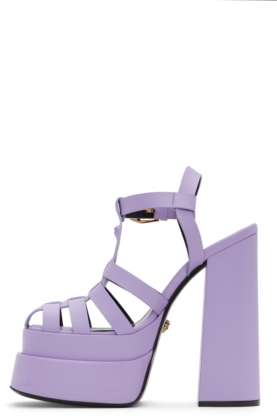 Versace Purple 'La Medusa' Platform Mary Jane Heels Versace