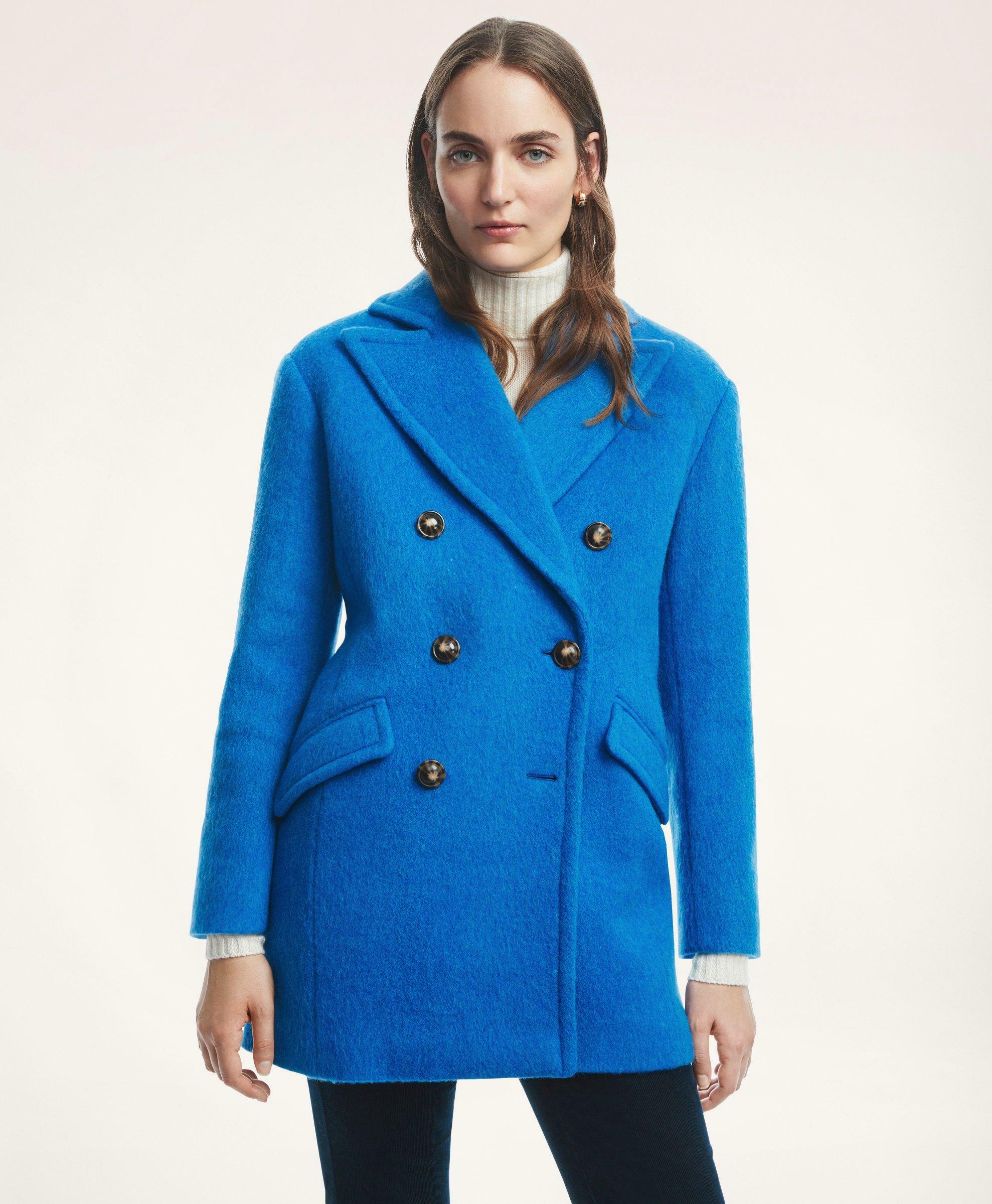 Photo: Brooks Brothers Women's Wool Mohair Blend Double-Breasted Coat | Blue