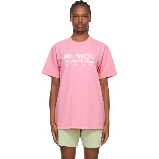 Sporty and Rich Pink Be Nice T-Shirt Sporty & Rich