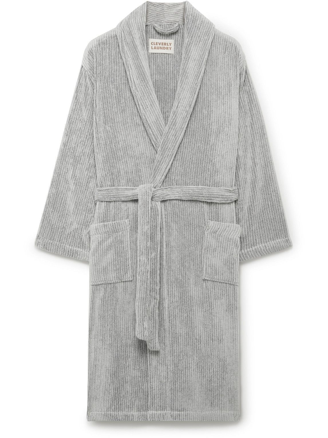 Cleverly Laundry Striped CottonTerry Robe Gray Cleverly Laundry