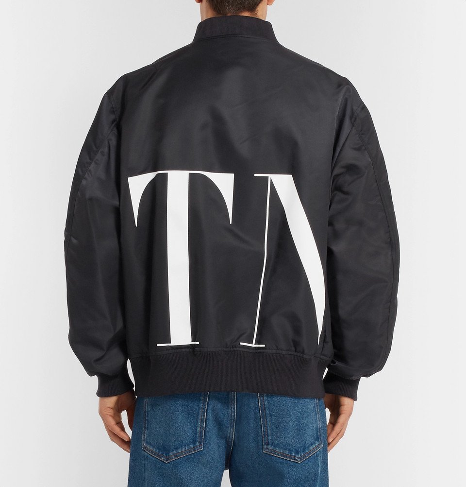 Valentino - Oversized Logo-Print Shell Bomber Jacket - Men - Navy Valentino