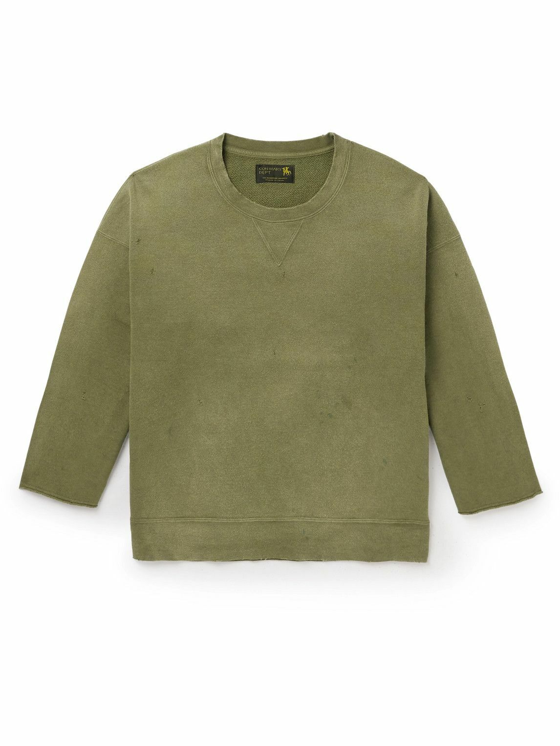 Photo: Visvim - Oversized Garment-Dyed Distressed Cotton-Jersey Sweatshirt - Green