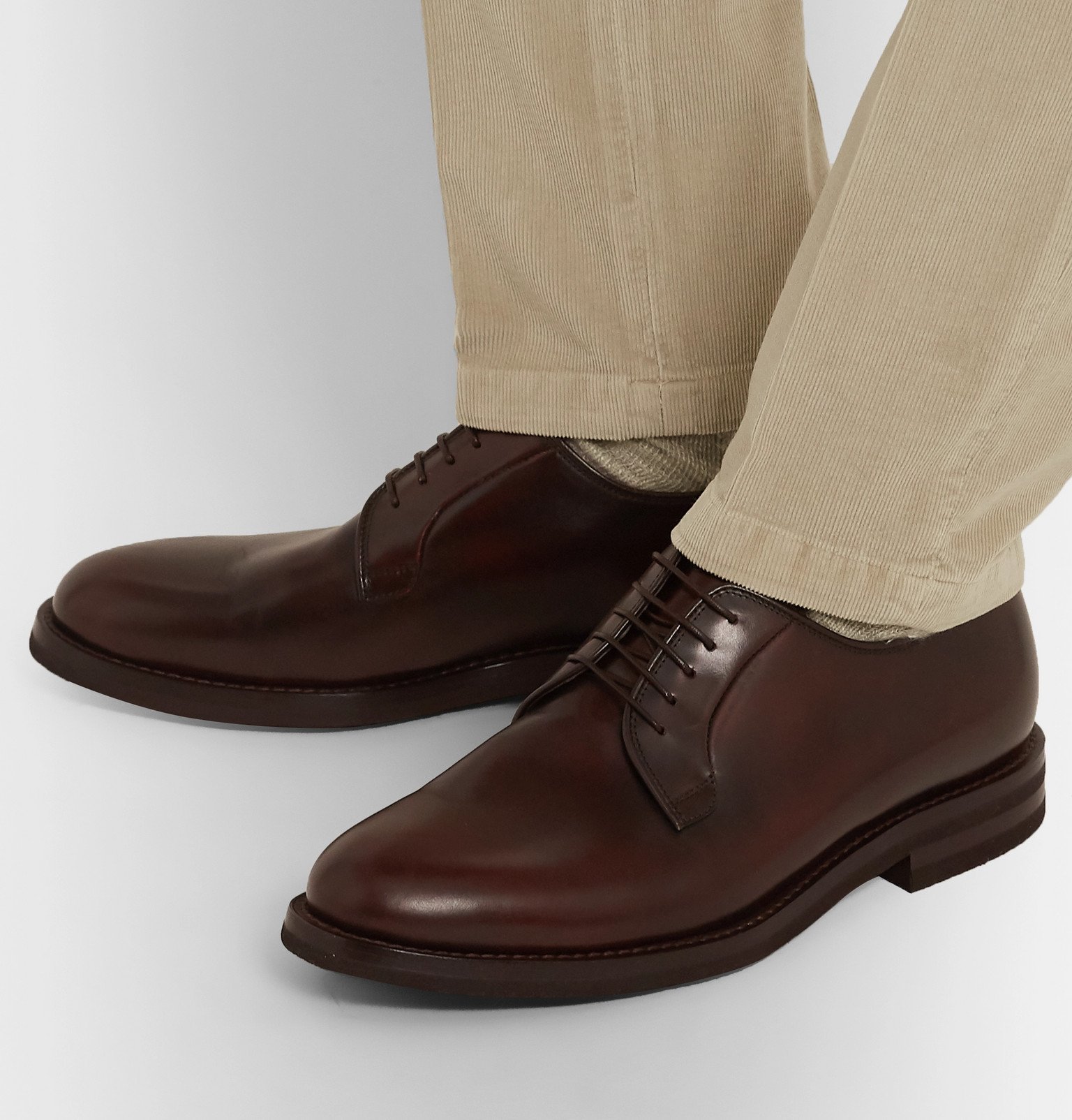 Brunello Cucinelli - Polished-Leather Derby Shoes - Brown Brunello ...