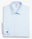 Brooks Brothers Men's Stretch Madison Relaxed-Fit Dress Shirt, Non-Iron Pinpoint Ainsley Collar French Cuff | Light Blue