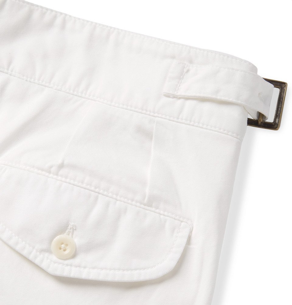 Rubinacci - Manny Tapered Pleated Cotton-Twill Trousers - White Rubinacci