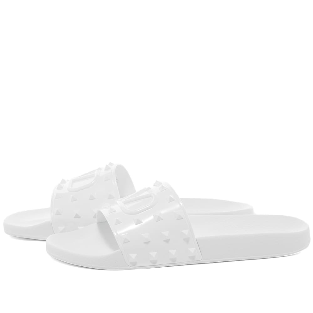 Valentino Men's Rockstud Pool Slide in White Valentino