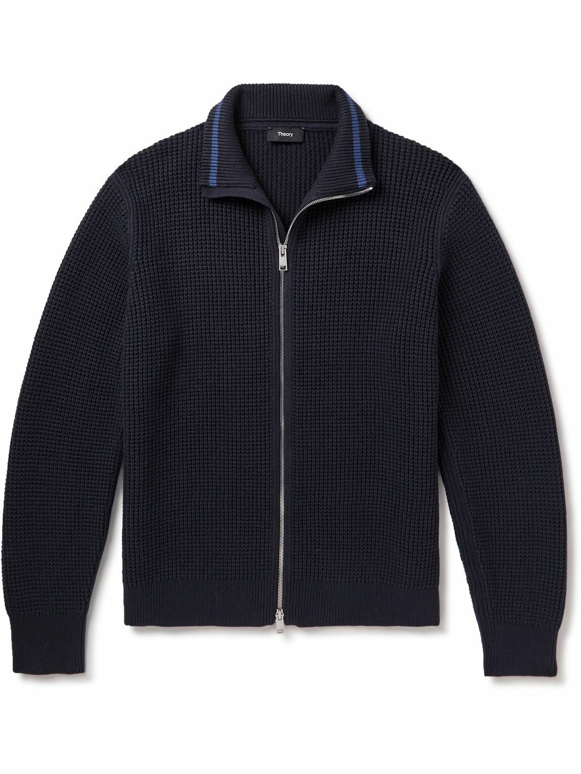 Theory - Gary Waffle-Knit Cotton and Cashmere-Blend Zip-Up Cardigan ...