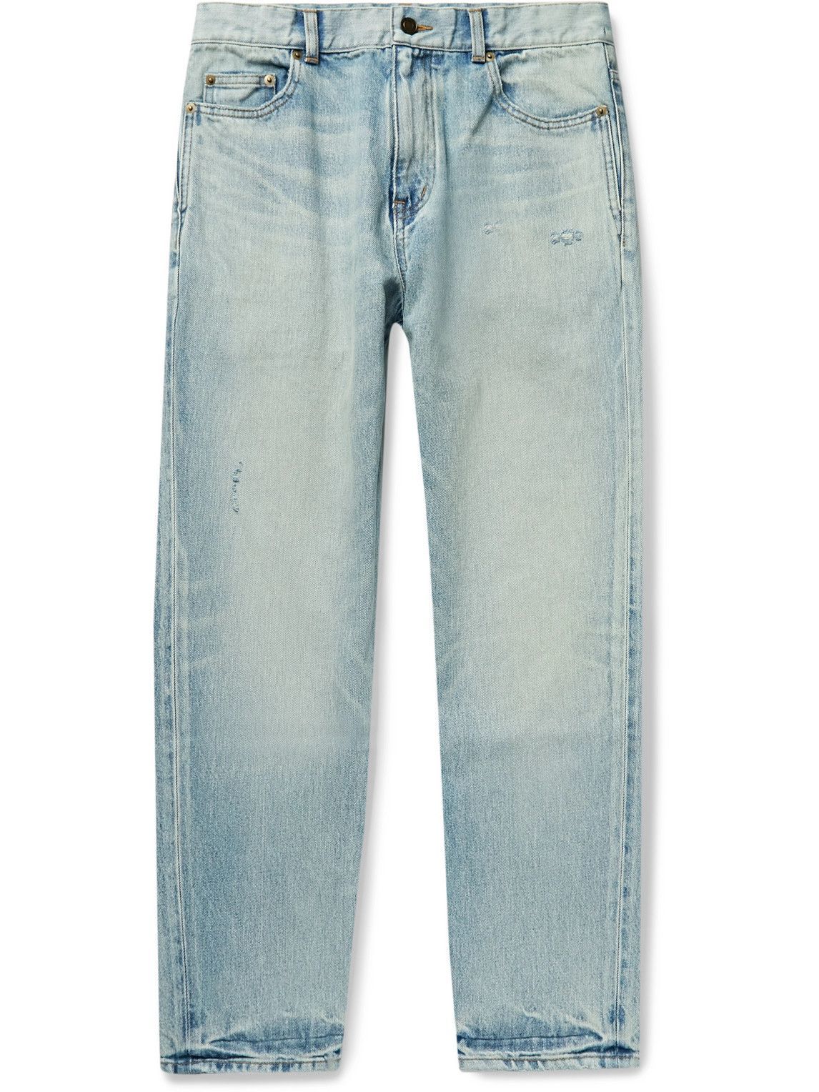 SAINT LAURENT SlimFit Tapered Distressed Jeans Blue Saint Laurent