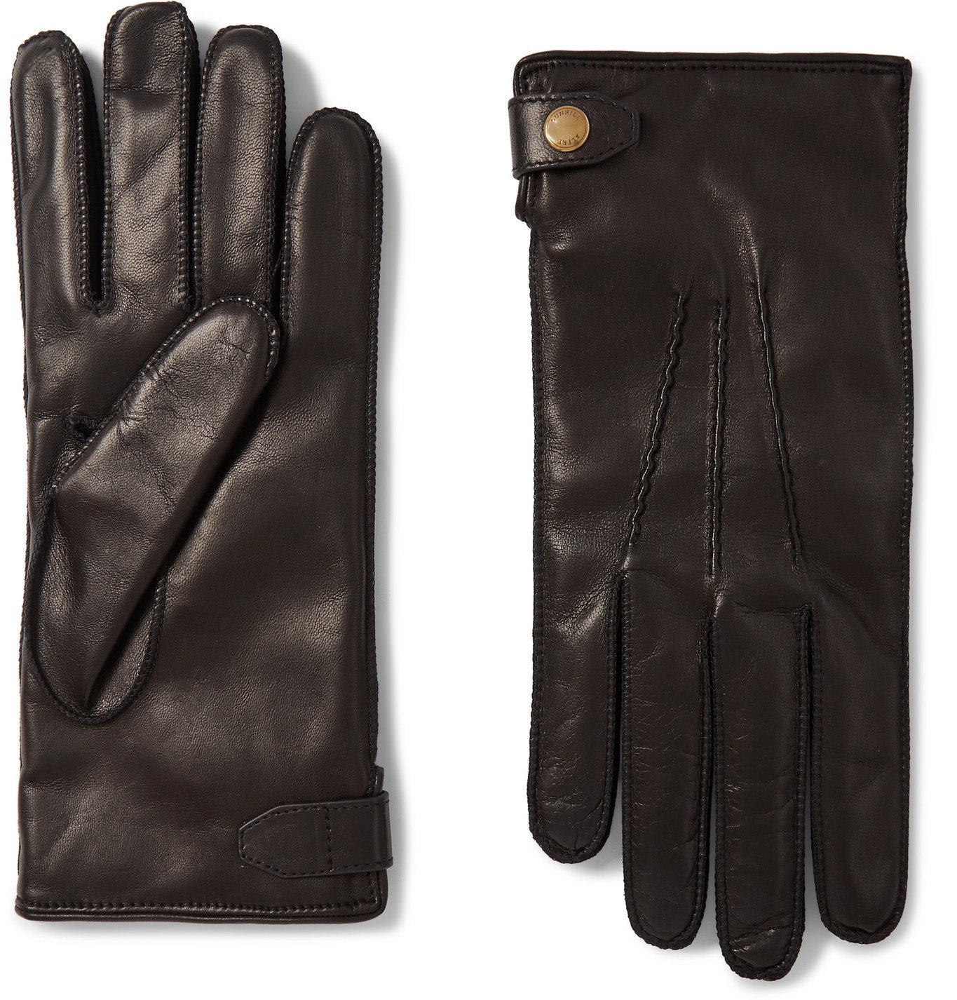 Dunhill CashmereLined Leather Gloves Black Dunhill