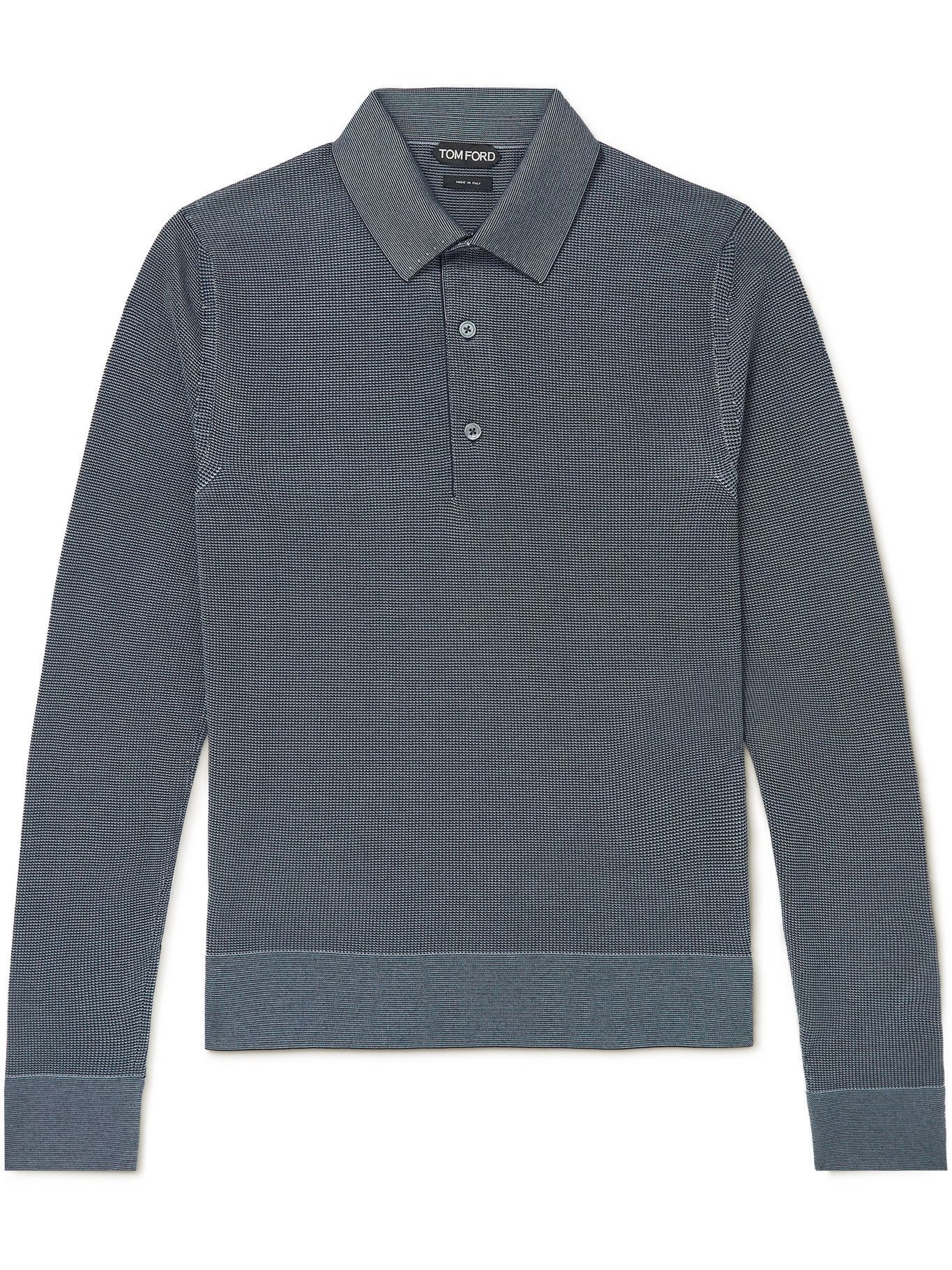 TOM FORD - Silk and Cashmere-Blend Polo Shirt - Blue TOM FORD