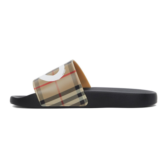 Burberry Beige Vintage Check Love Furley Slides Burberry