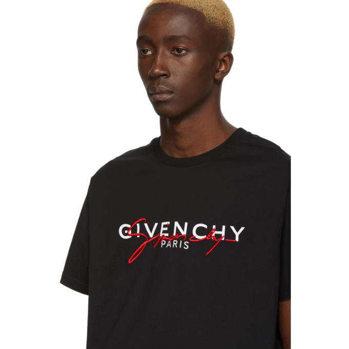 Givenchy Black Signature Print T-Shirt 