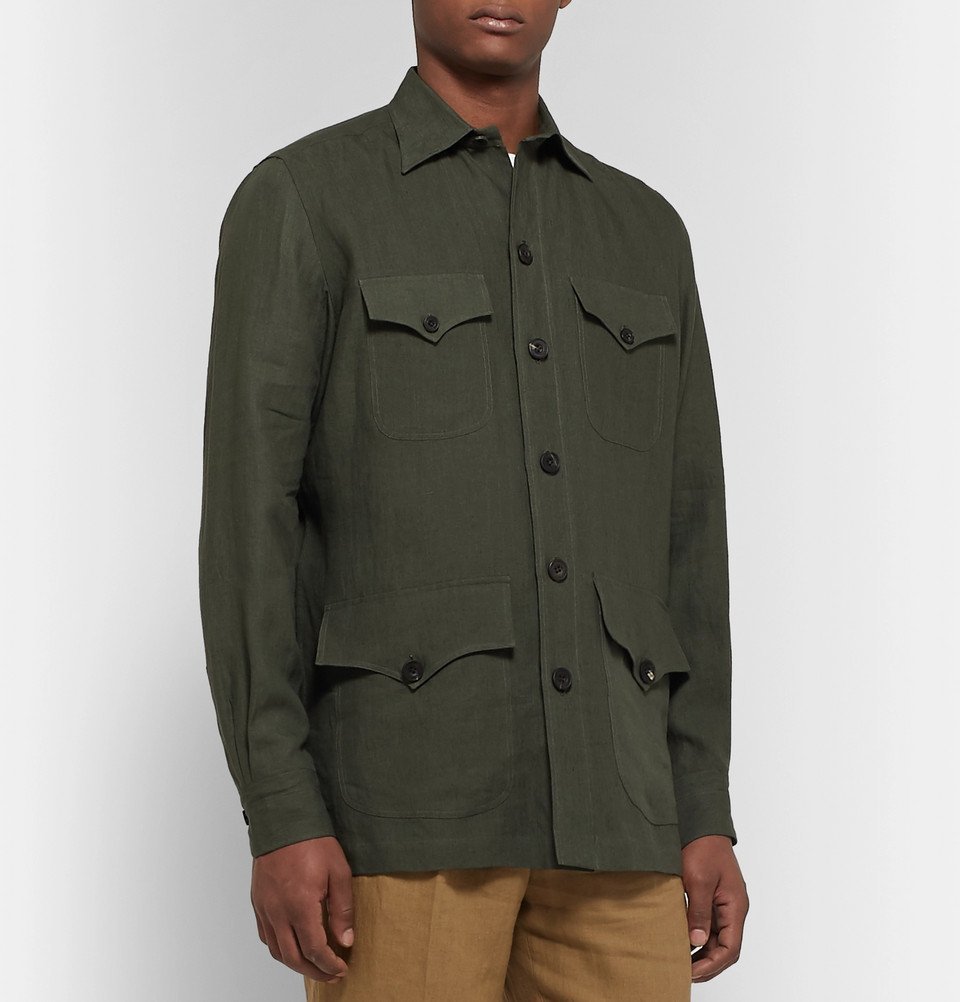 Rubinacci - Linen Shirt Jacket - Forest green Rubinacci