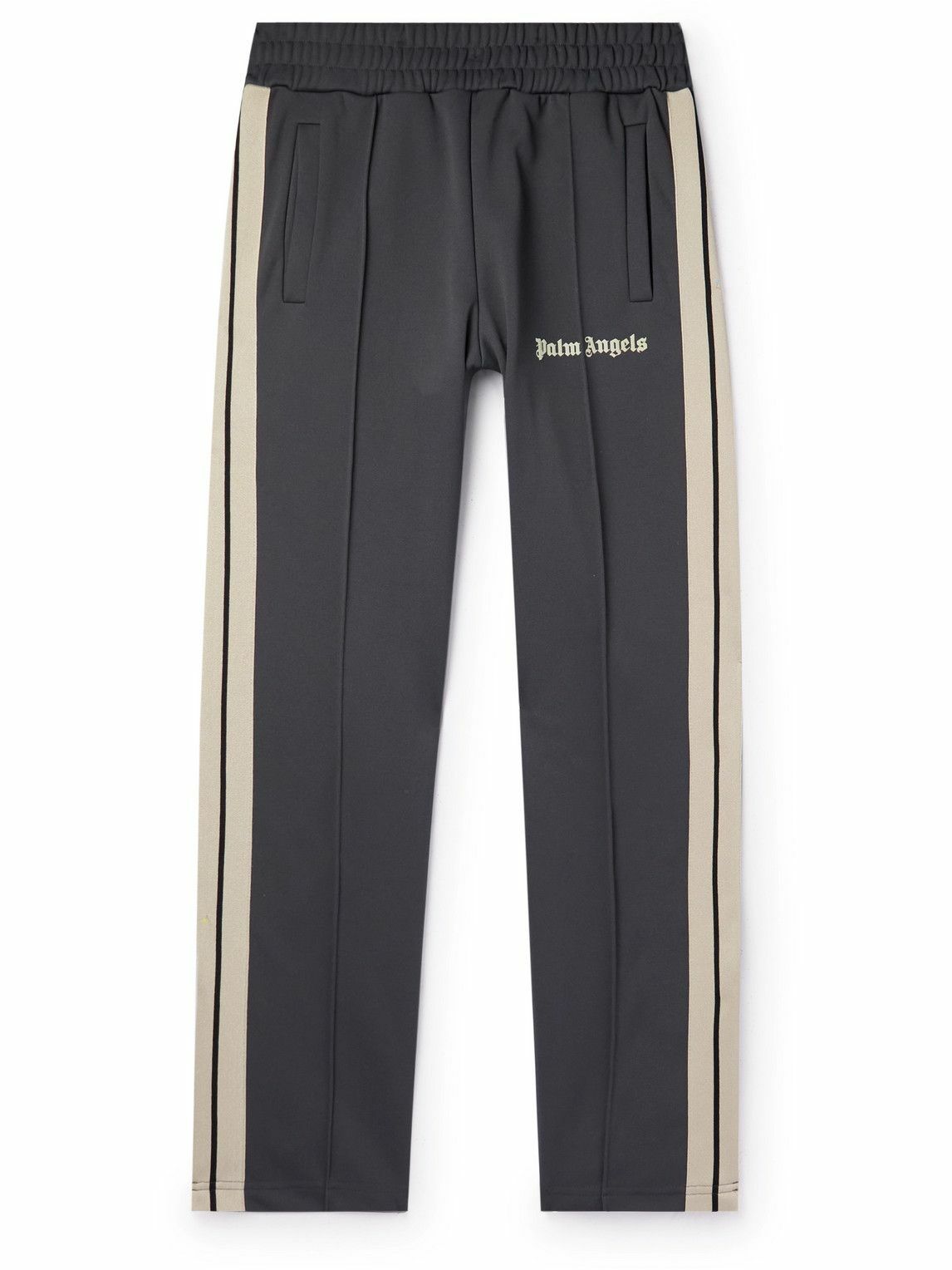 Palm Angels - Classic Straight-Leg Striped Logo-Print Jersey Sweatpants ...