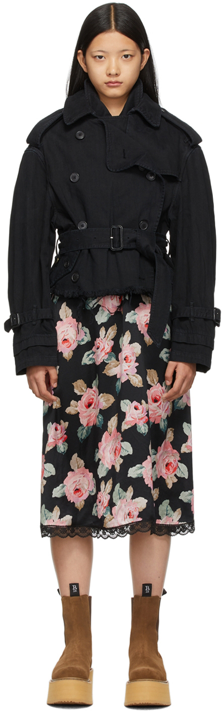 R13 Black Cropped Trench Jacket R13