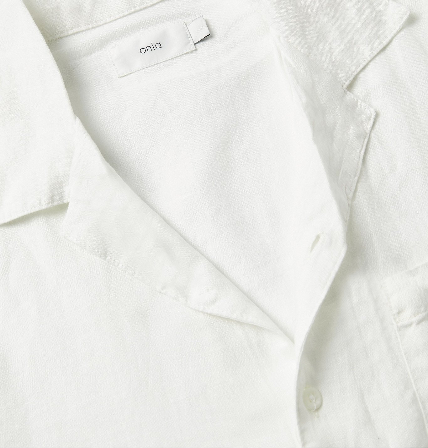 Onia Vacation CampCollar Linen Shirt White Onia