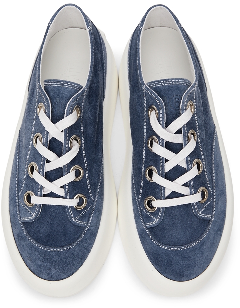 blue suede platform sneakers