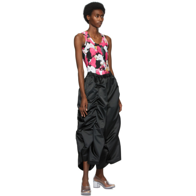 des Garcons Black Satin Ruched Trousers 