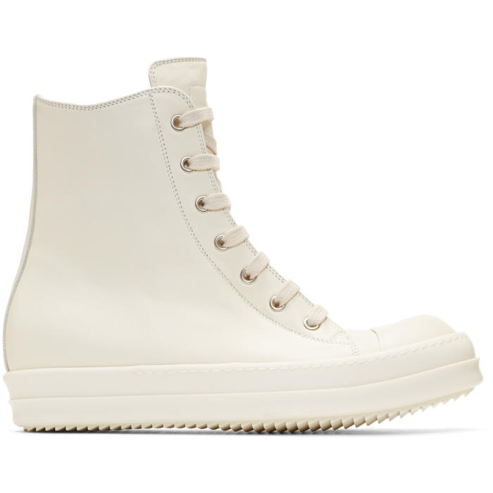 rick owens leather high top sneakers