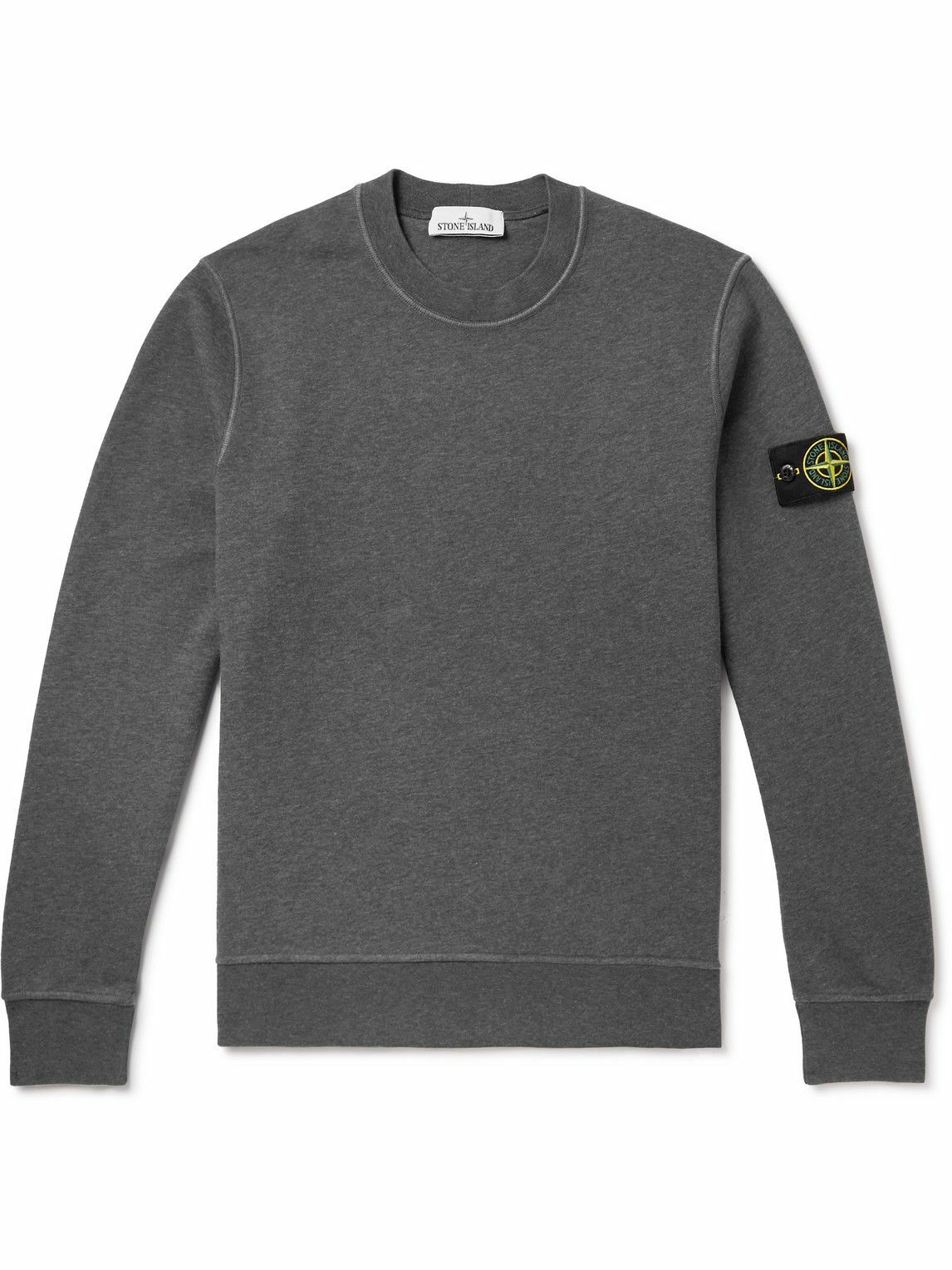 Stone Island - Logo-Appliquéd Garment-Dyed Cotton-Jersey Sweatshirt ...