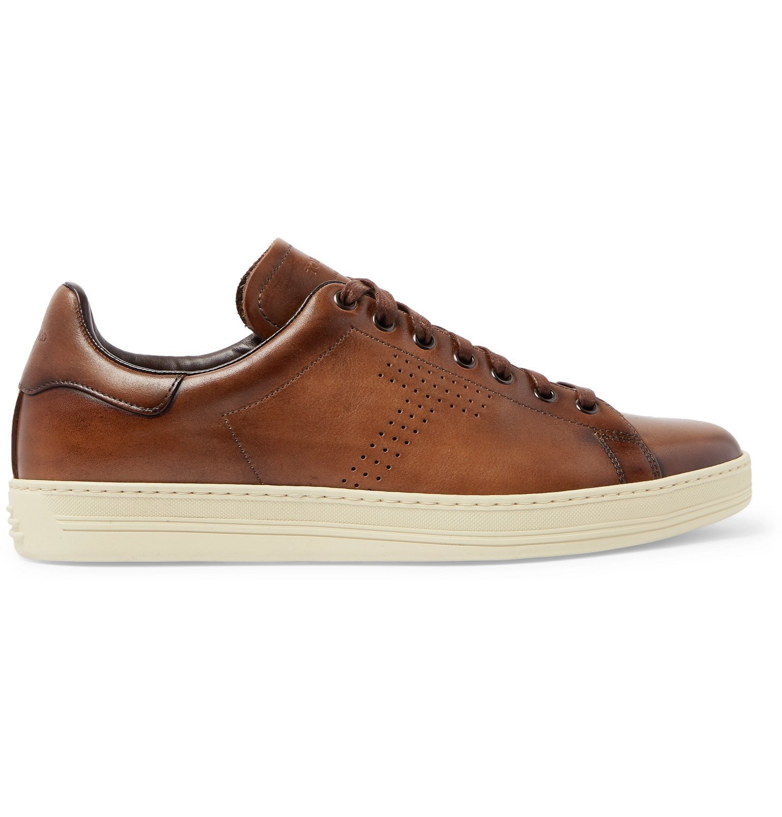 TOM FORD - Warwick Burnished-Leather Sneakers - Brown TOM FORD