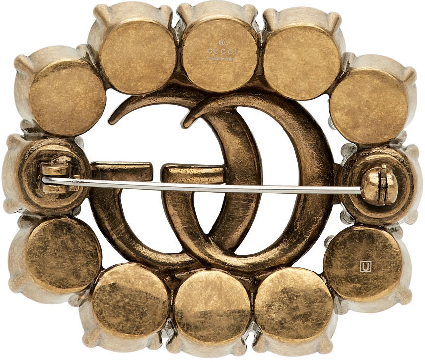 Gucci Gold Double G Brooch Gucci