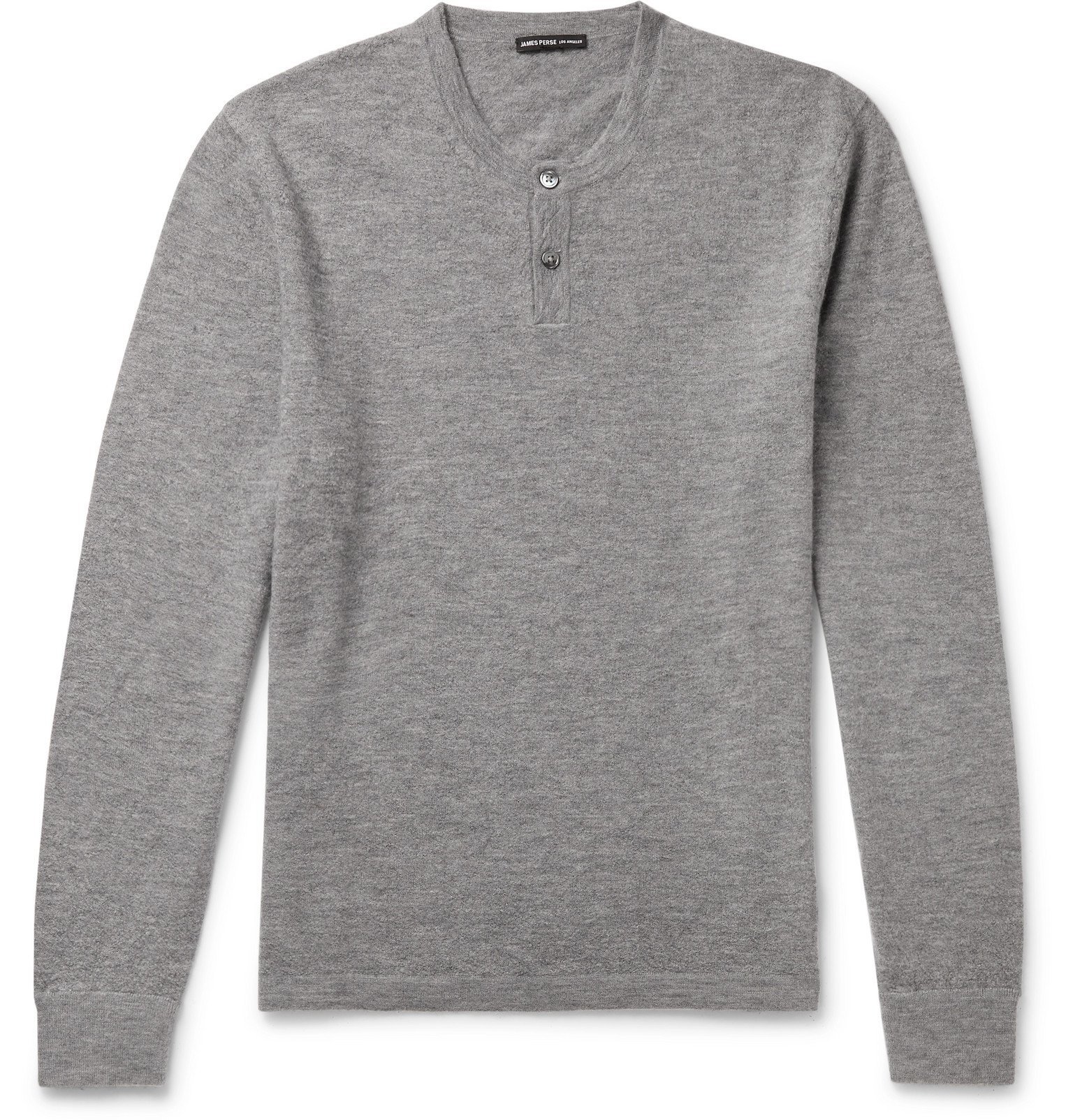 James Perse - Mélange Cashmere Henley Sweater - Gray James Perse