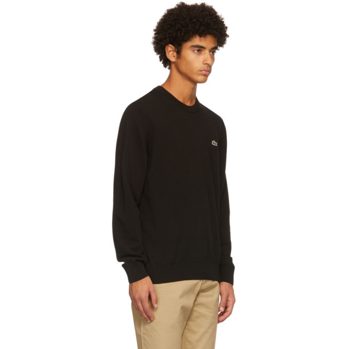 Lacoste Black Cotton Crewneck Sweater 