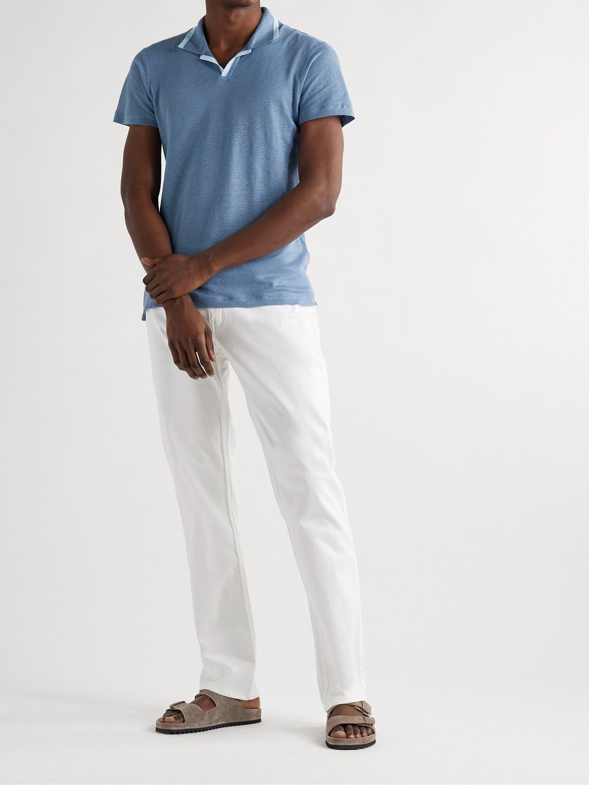 Orlebar Brown - Felix Slim-Fit Linen-Piqué Polo Shirt - Blue Orlebar Brown