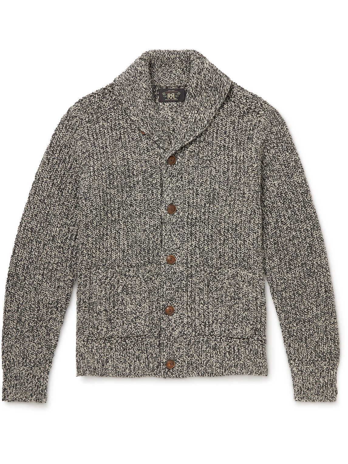 RRL - Shawl-Collar Ribbed Cotton, Wool and Linen-Blend Cardigan - Gray RRL