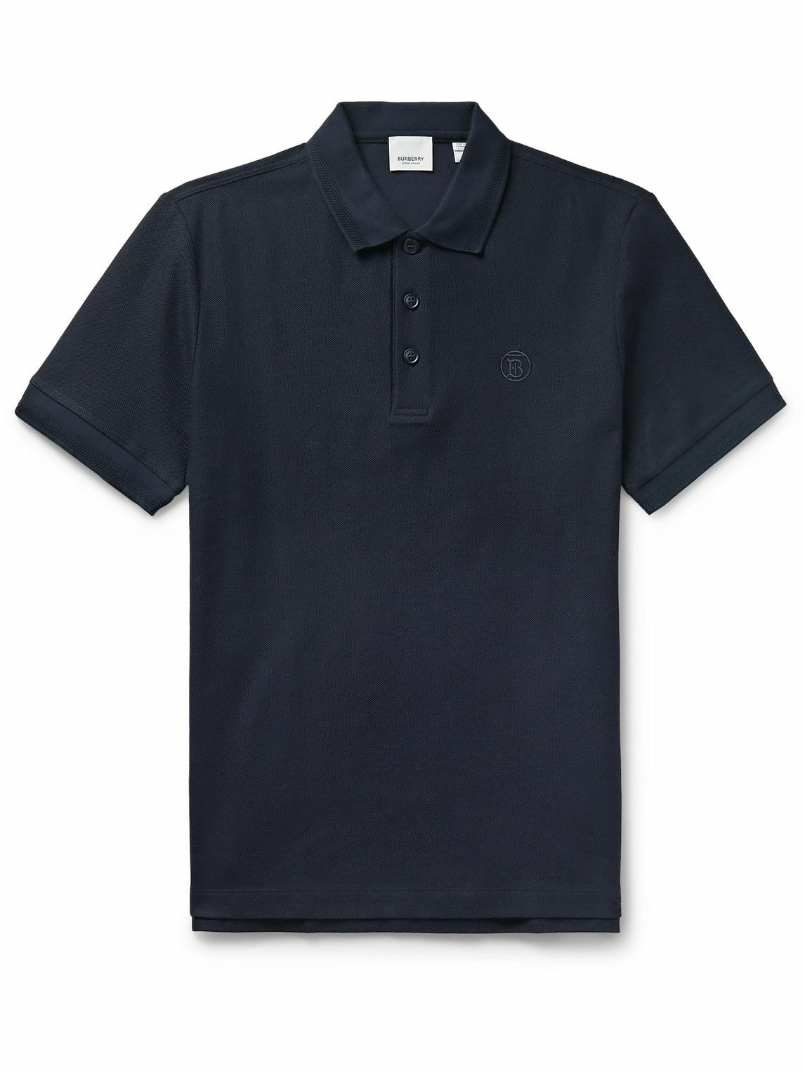 Burberry - Logo-Embroidered Cotton-Piqué Polo Shirt - Blue Burberry