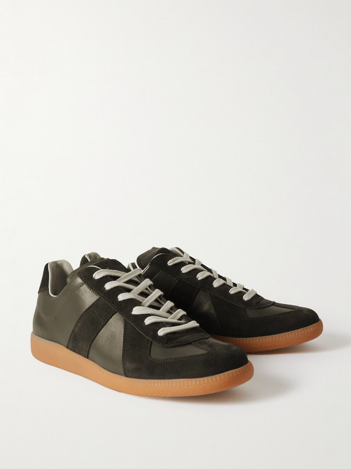 Maison Margiela - Replica Leather and Suede Sneakers - Green Maison ...