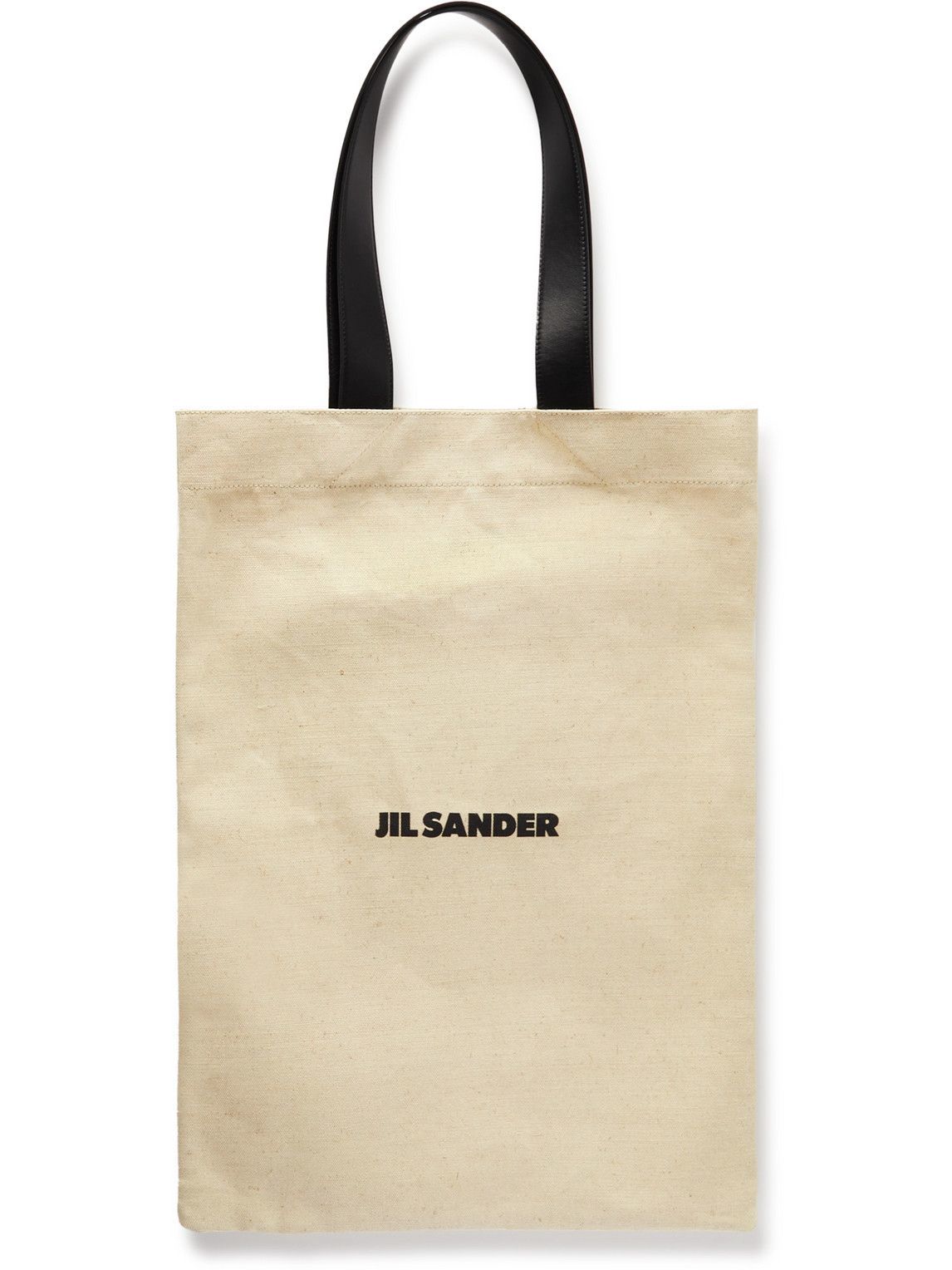Jil Sander - Leather-Trimmed Logo-Print Cotton-Canvas Tote Bag Jil Sander