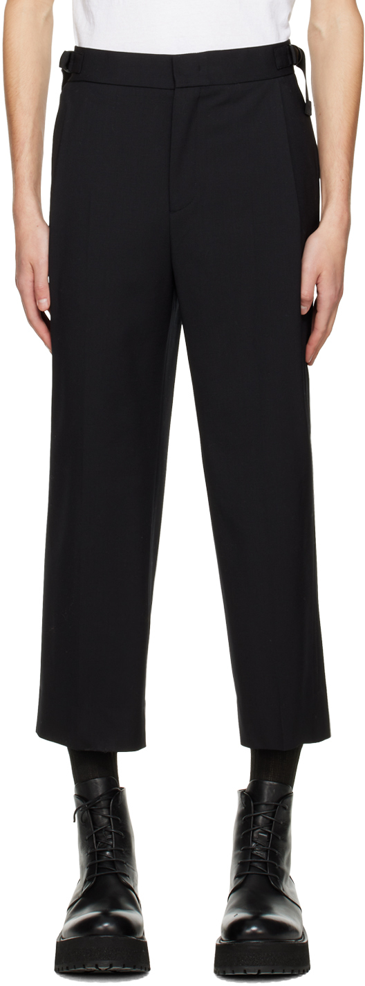 Solid Homme Black Belted Cropped Trousers Solid Homme