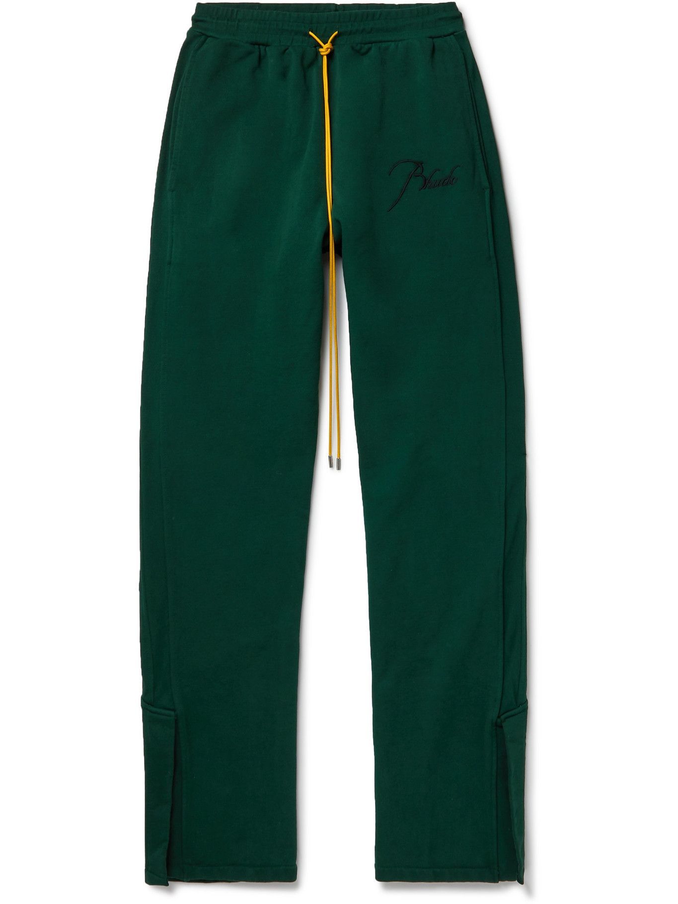 Photo: RHUDE - San Pietro Logo-Embroidered Cotton-Jersey Sweatpants - Green