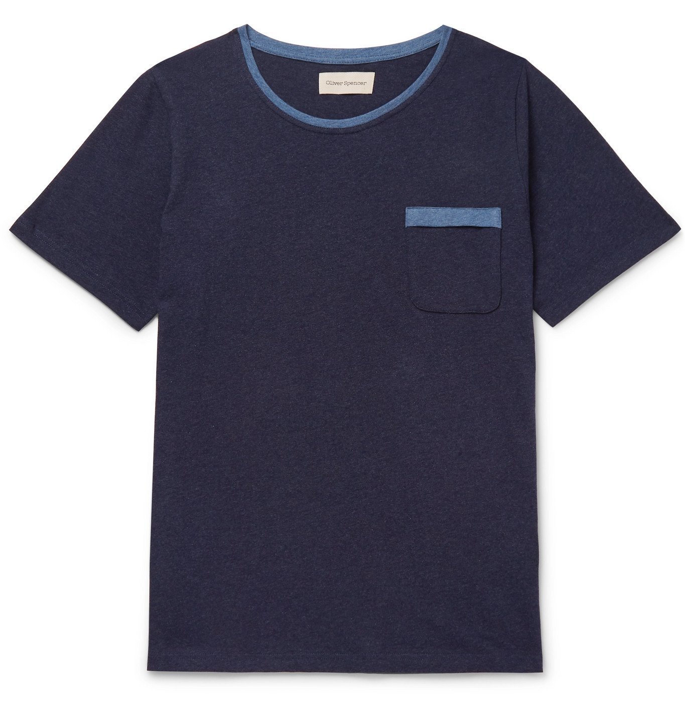 Oliver Spencer - Envelope Contrast-Tipped Cotton-Jersey T-Shirt - Blue