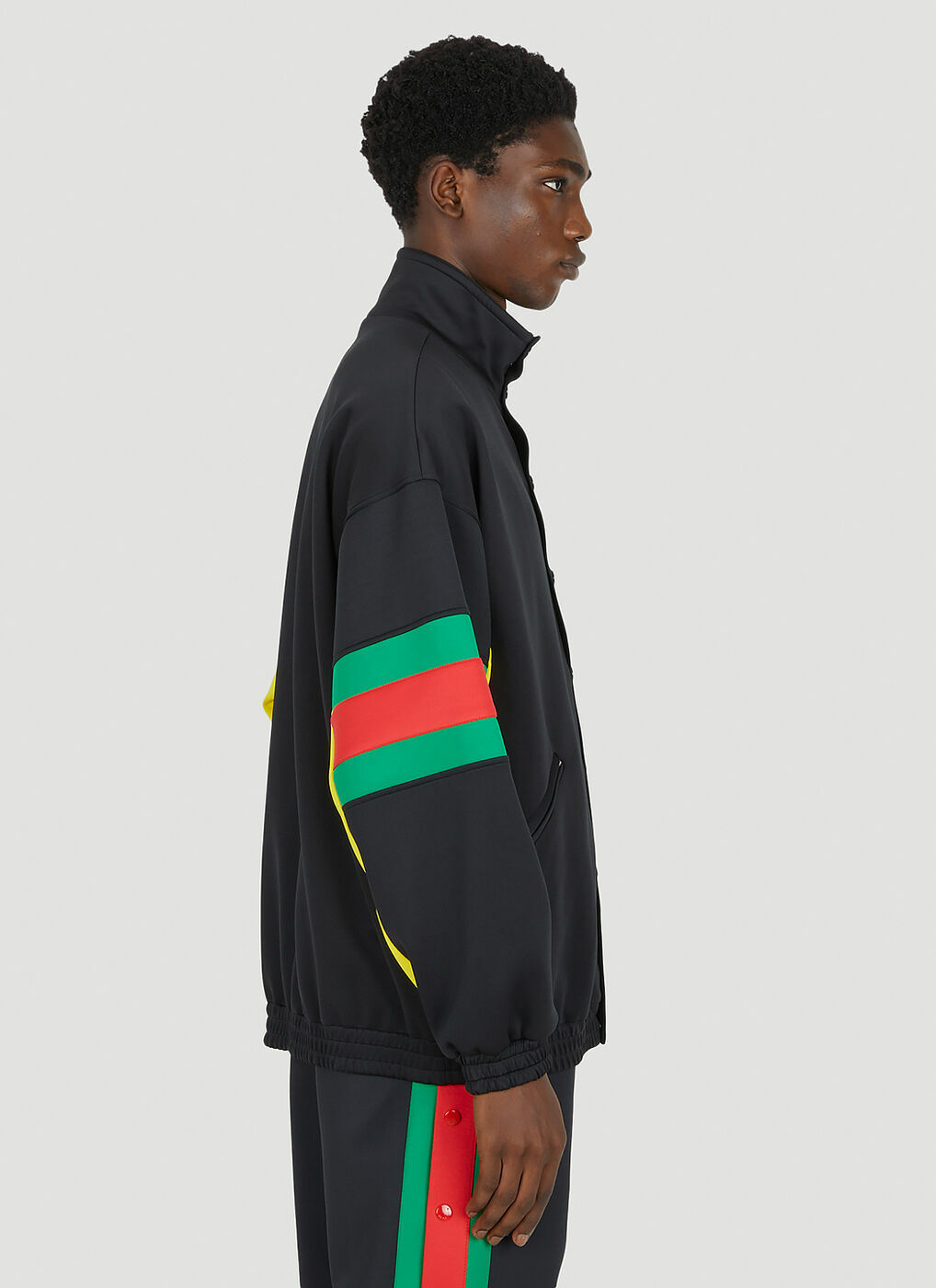 Interlocking G Snap Front Track Jacket in Black Gucci