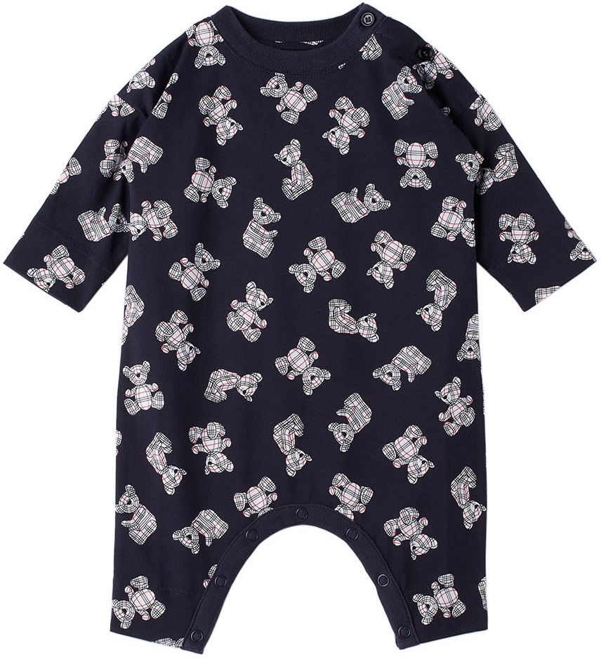 Burberry Baby Navy Thomas Bear Print Jumpsuit Burberry