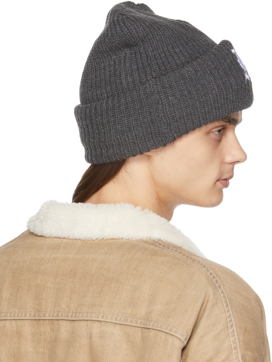 R13 Grey Oversized Embroidery Beanie R13