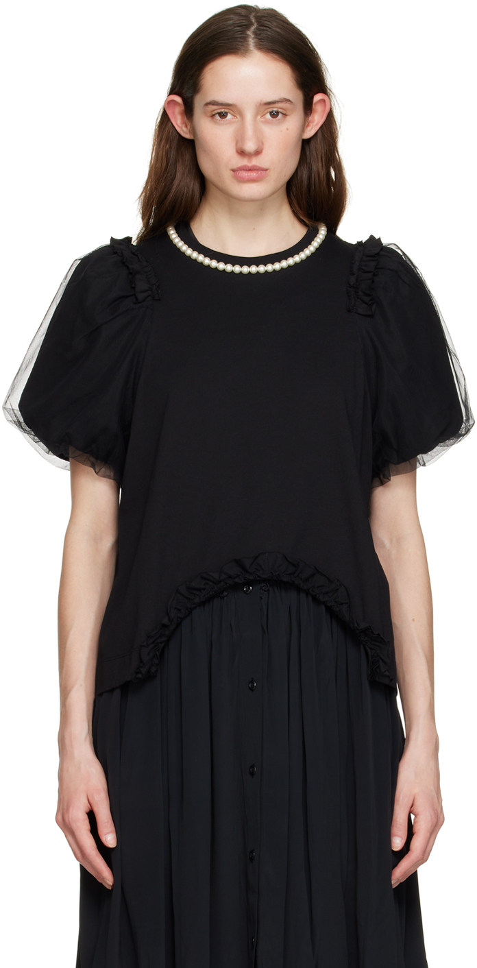 Simone Rocha Black Puff Sleeve T-Shirt Simone Rocha