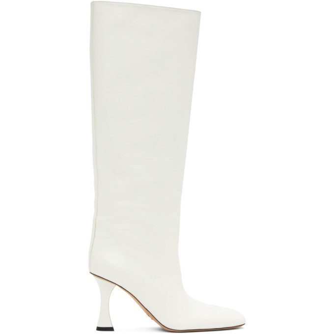 white leather tall boots